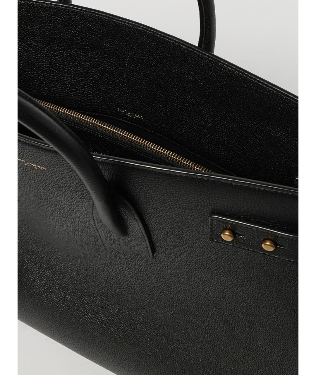 SAINT LAURENT Черная кожаная сумка тоут, фото 5