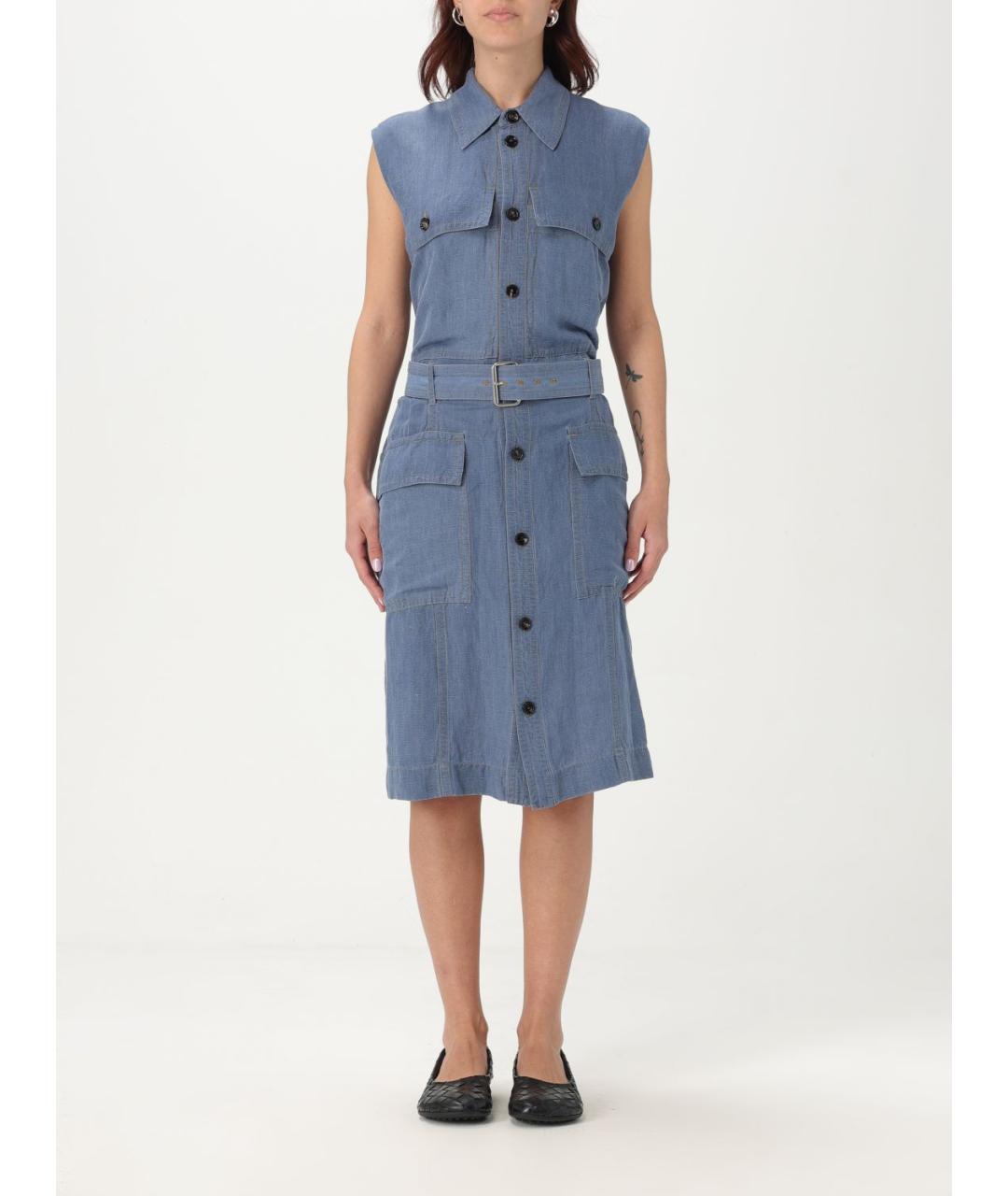 BOTTEGA VENETA Голубое вискозное платье, фото 2