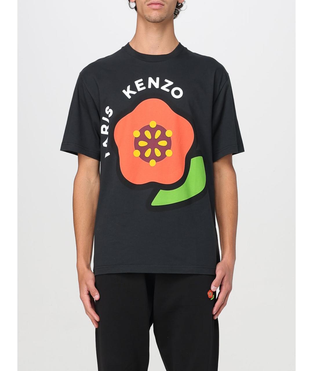 KENZO Черная хлопковая футболка, фото 2