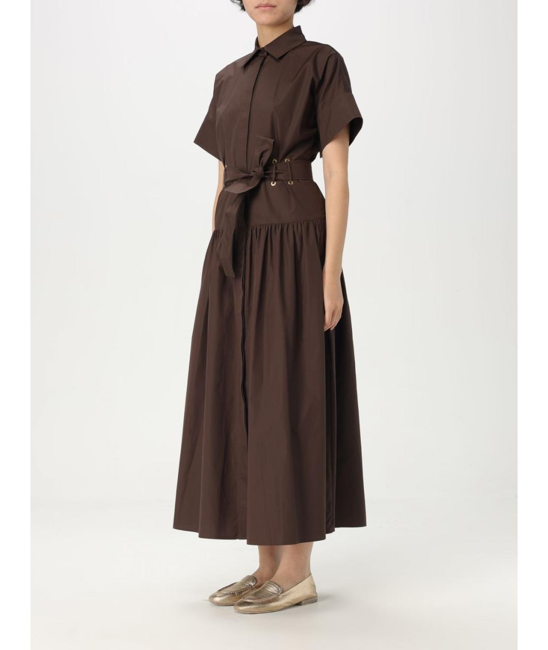 MAX MARA Коричневое хлопковое платье, фото 4