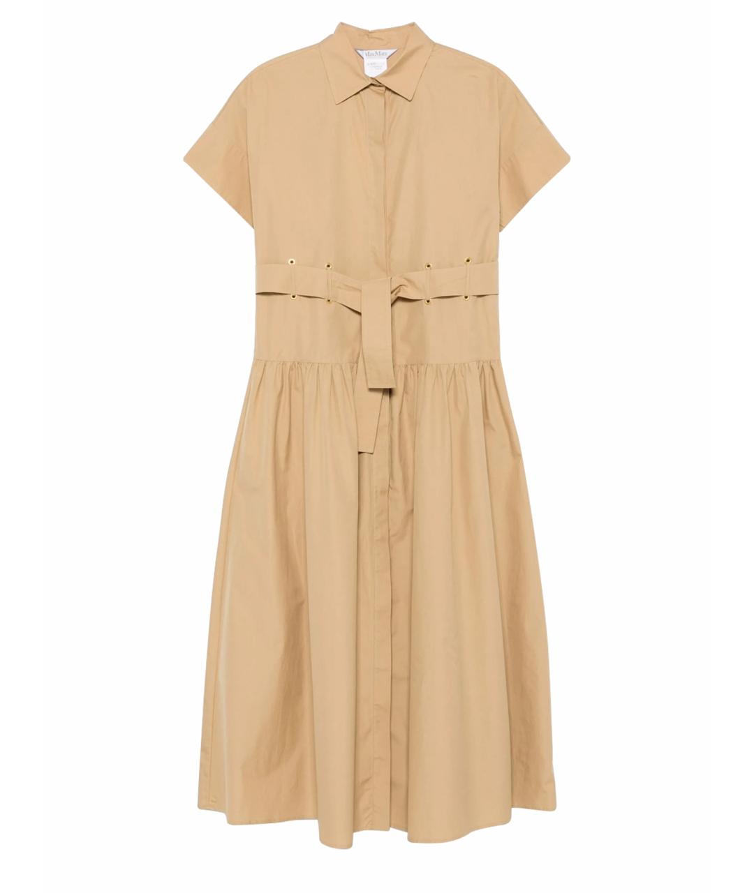 MAX MARA Бежевое хлопковое повседневное платье, фото 1