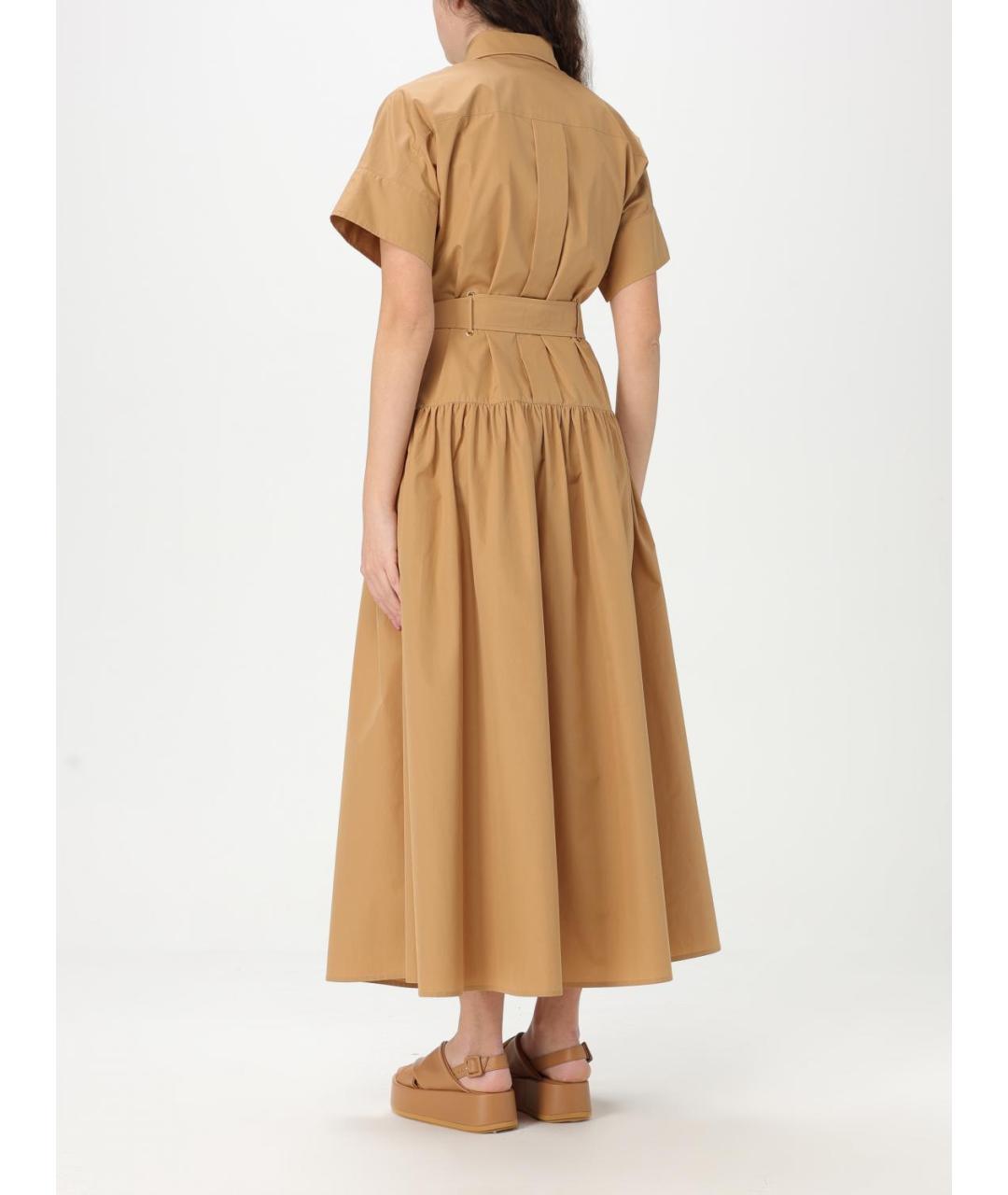 MAX MARA Бежевое хлопковое повседневное платье, фото 3