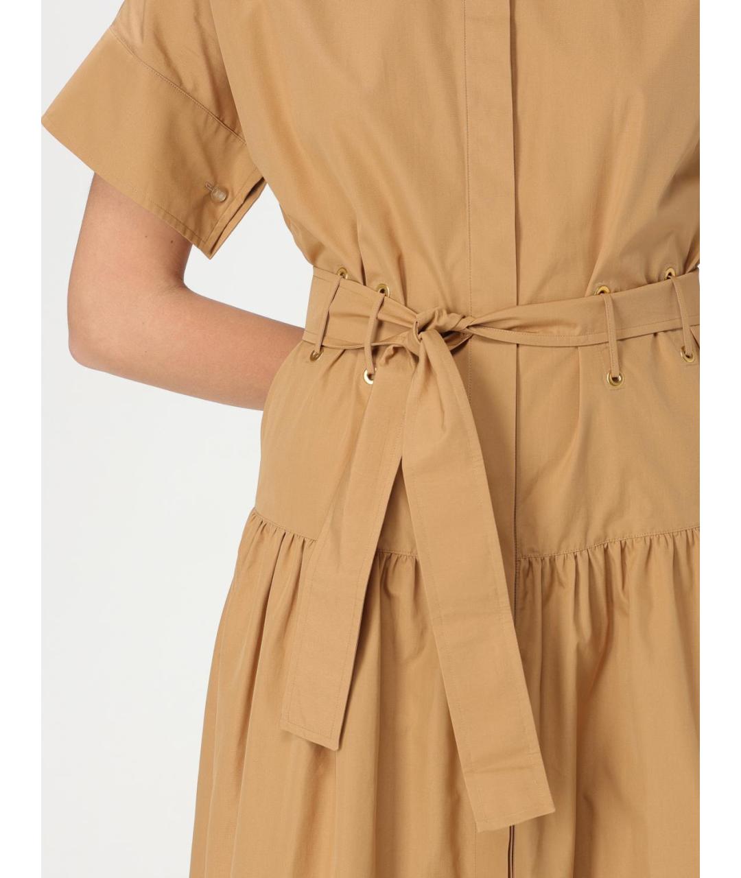 MAX MARA Бежевое хлопковое повседневное платье, фото 5