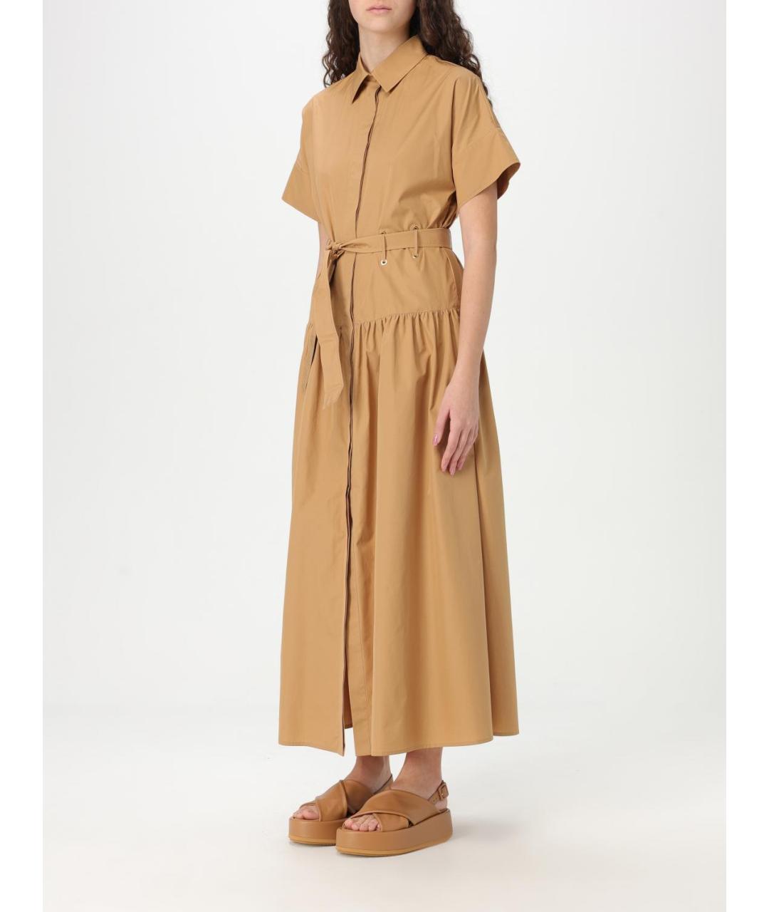 MAX MARA Бежевое хлопковое повседневное платье, фото 4