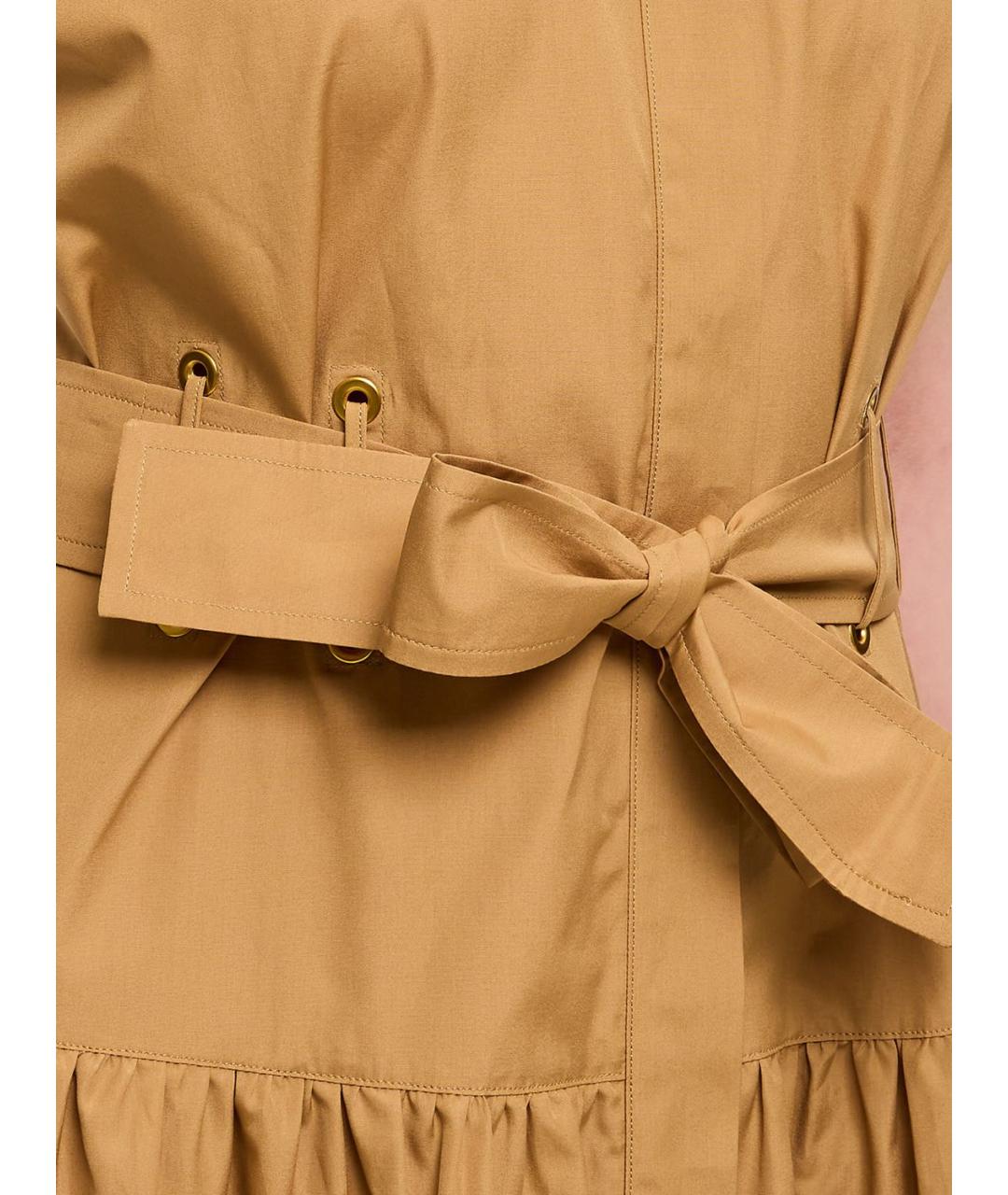 MAX MARA Бежевое хлопковое повседневное платье, фото 5