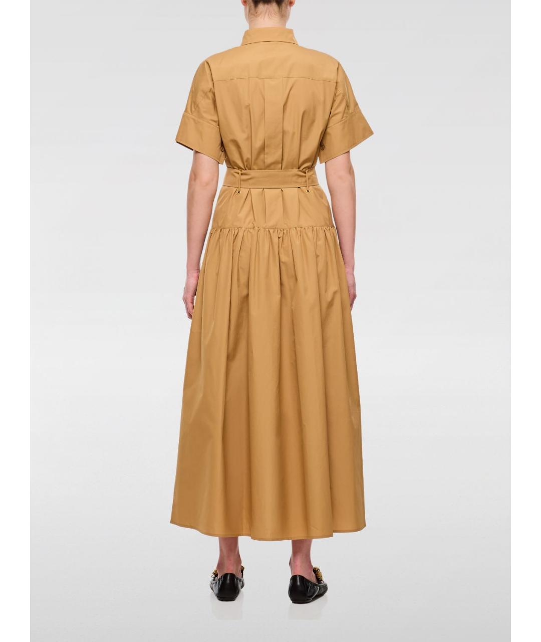 MAX MARA Бежевое хлопковое повседневное платье, фото 4