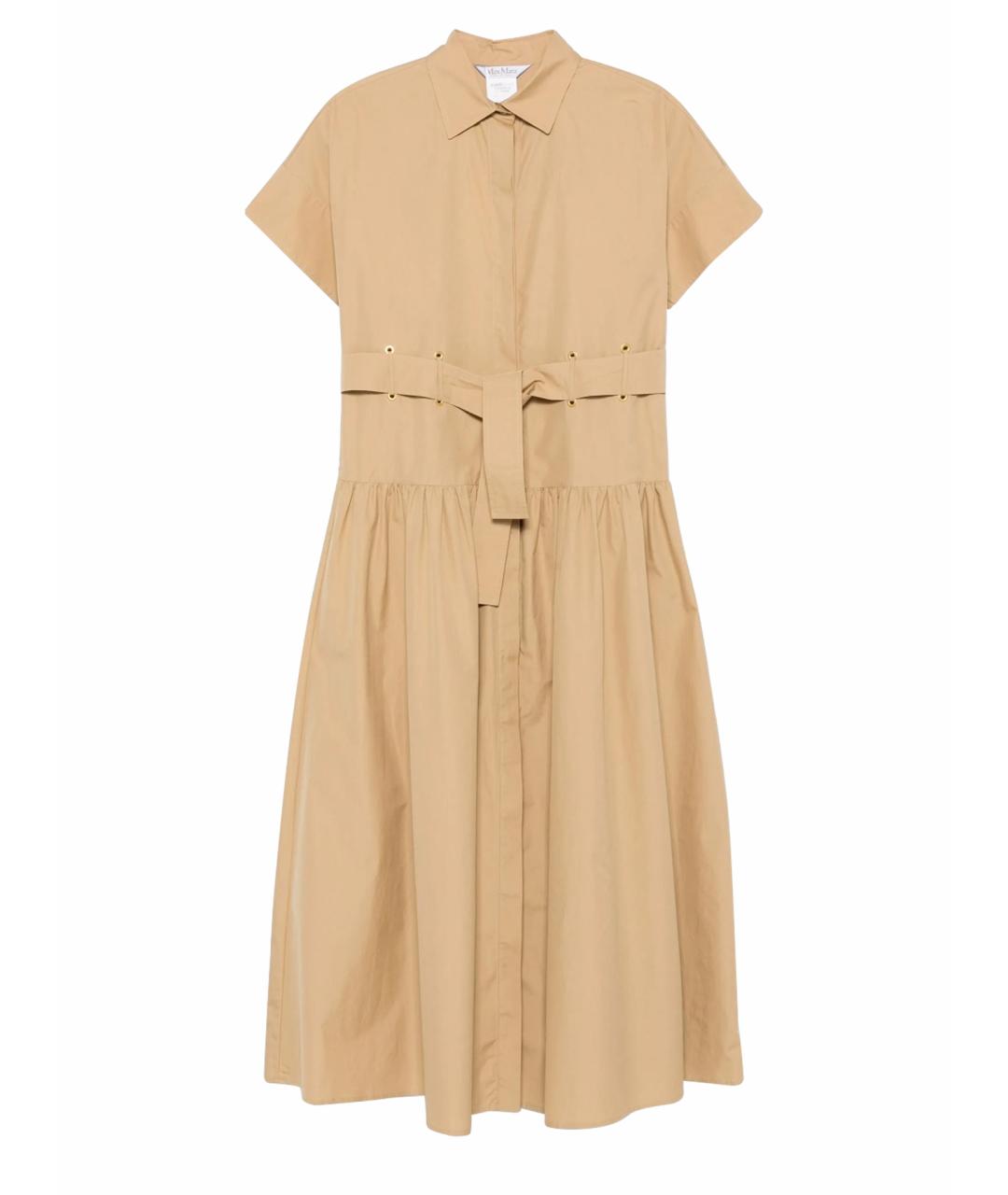 MAX MARA Бежевое хлопковое повседневное платье, фото 1