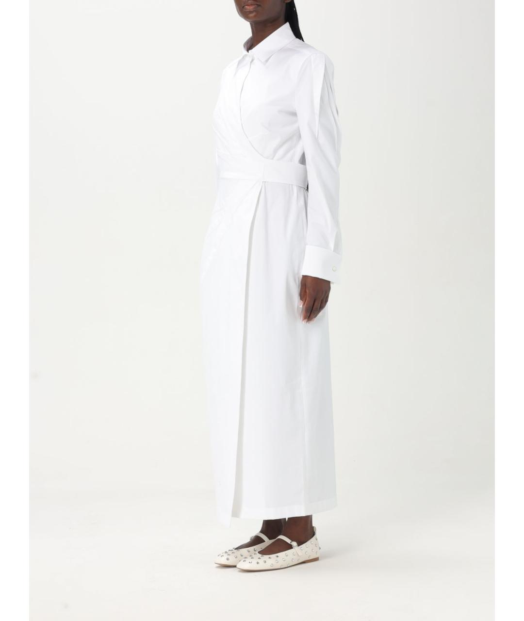 MAX MARA Белое хлопко-эластановое повседневное платье, фото 4