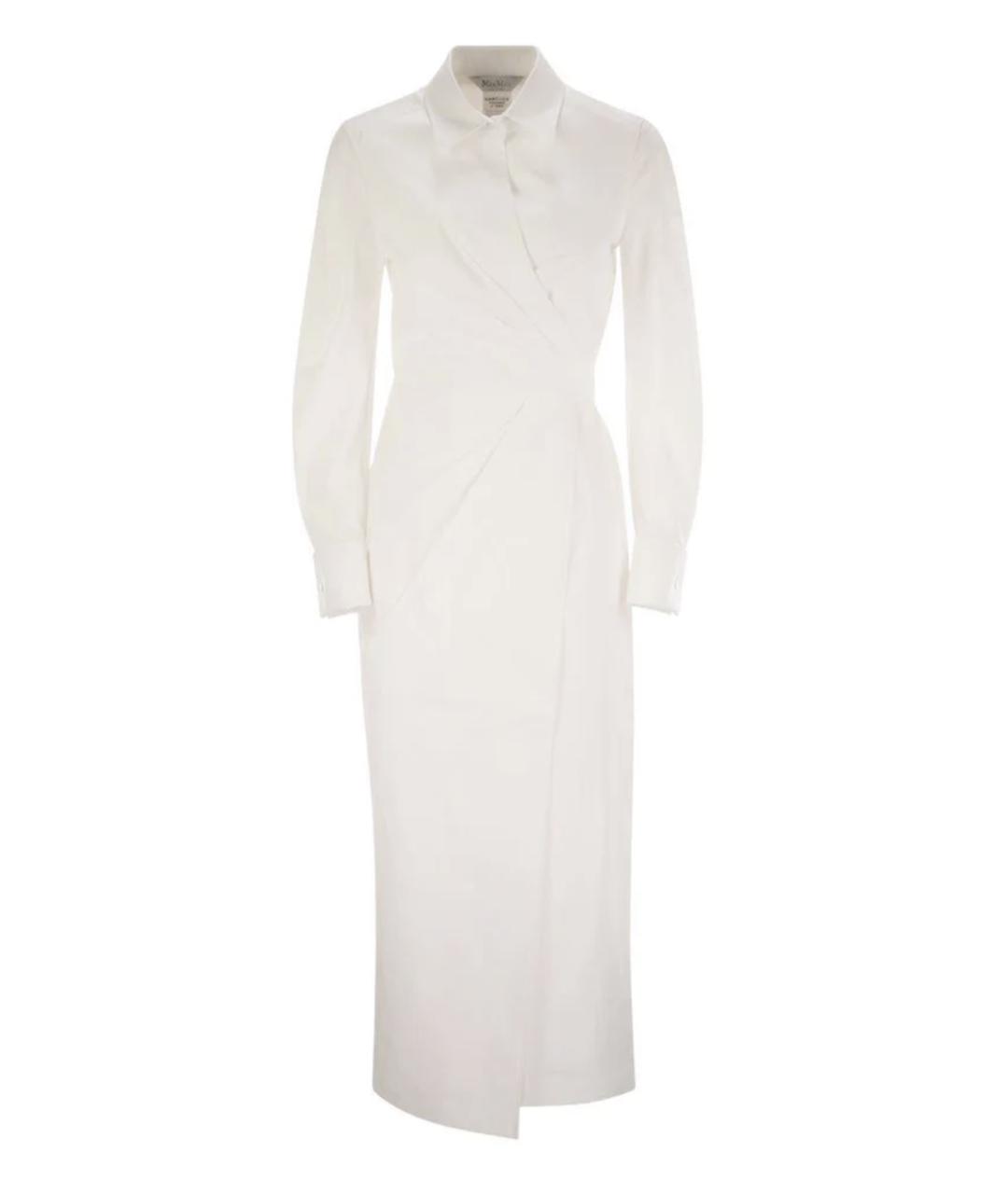 MAX MARA Белое хлопко-эластановое повседневное платье, фото 1
