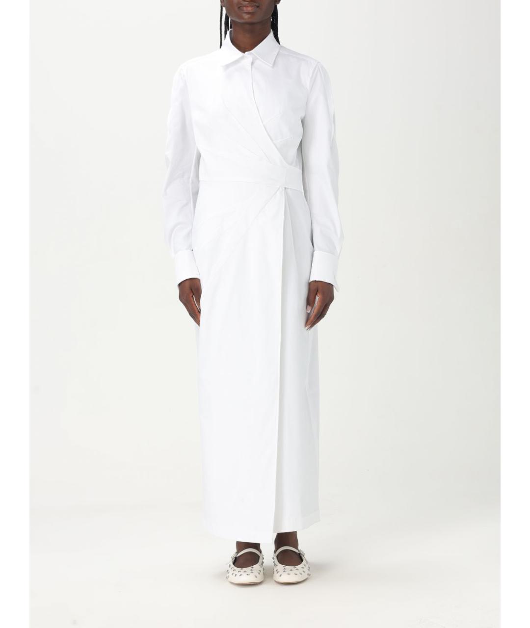 MAX MARA Белое хлопко-эластановое повседневное платье, фото 2