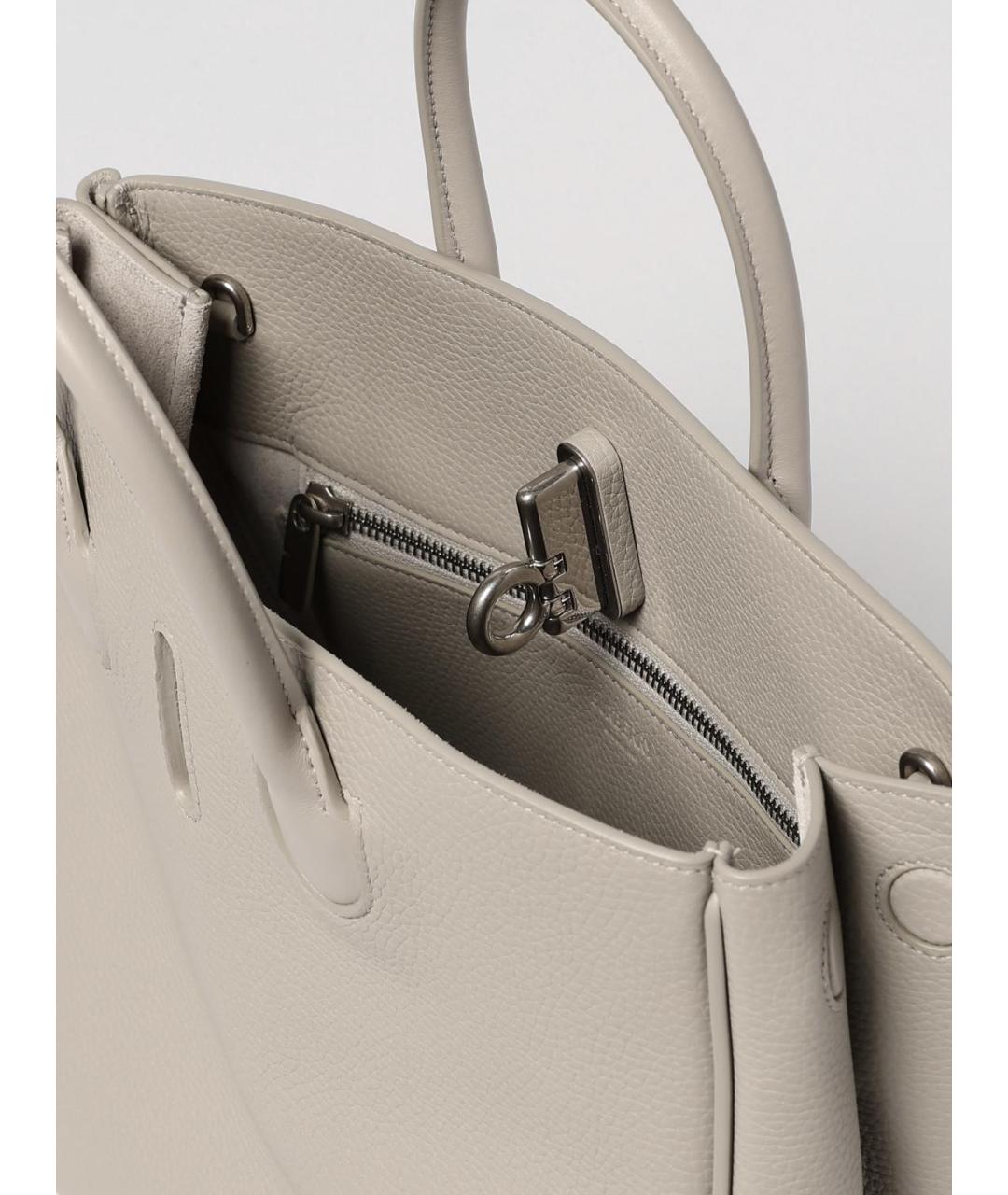 BURBERRY Бежевая кожаная сумка тоут, фото 5
