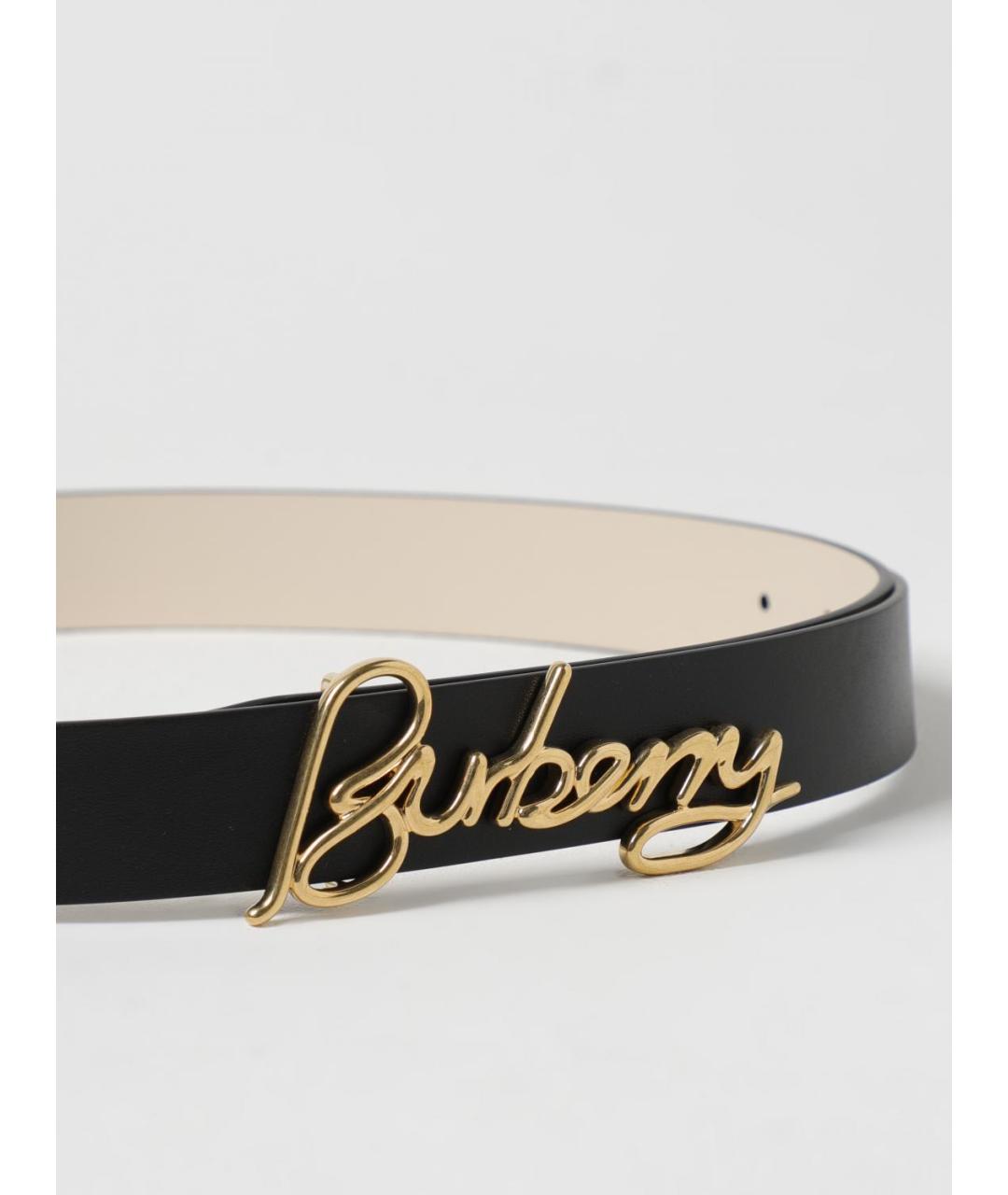 BURBERRY Черный кожаный ремень, фото 2