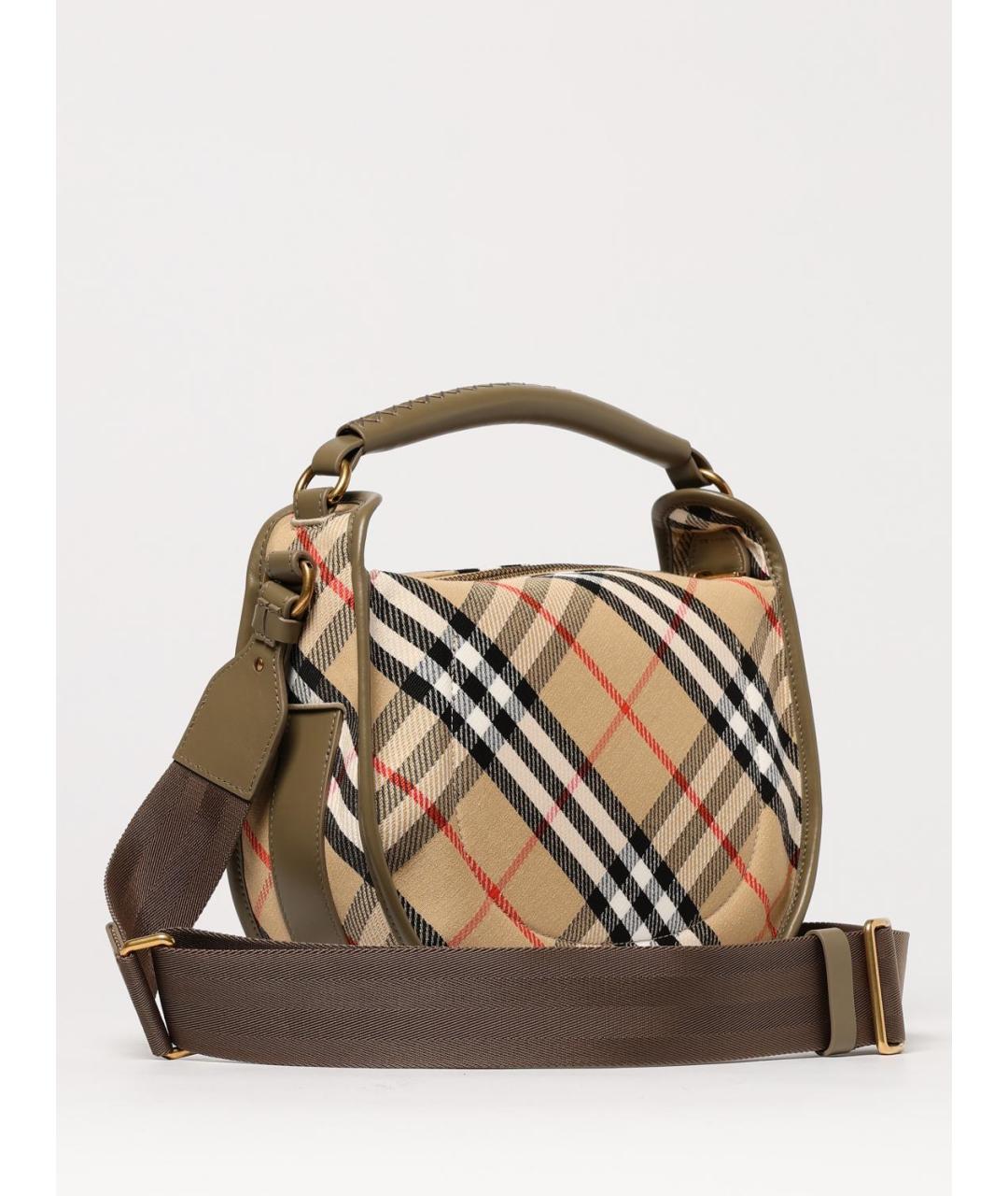 BURBERRY Бежевая тканевая сумка с короткими ручками, фото 3