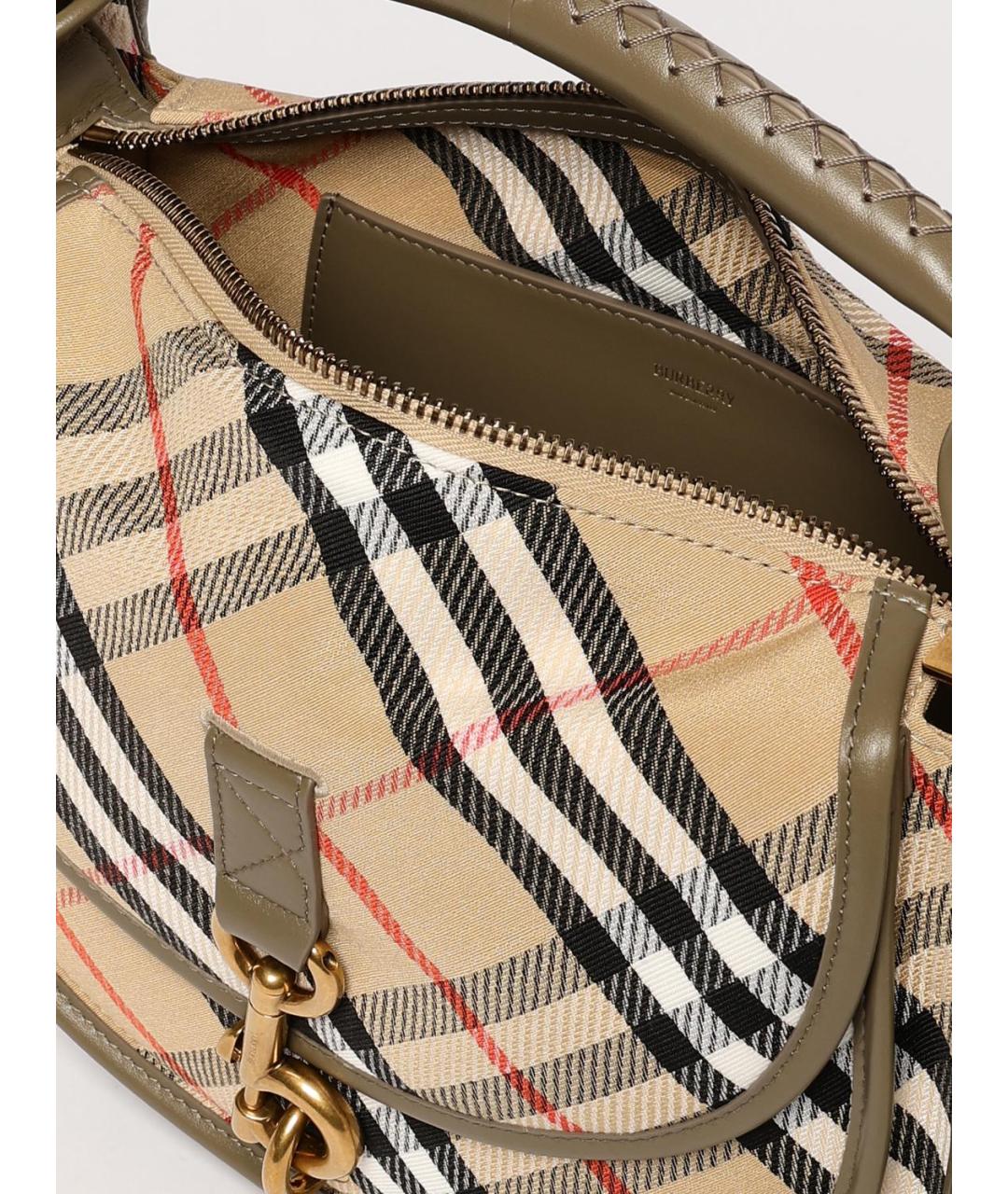 BURBERRY Бежевая тканевая сумка с короткими ручками, фото 5