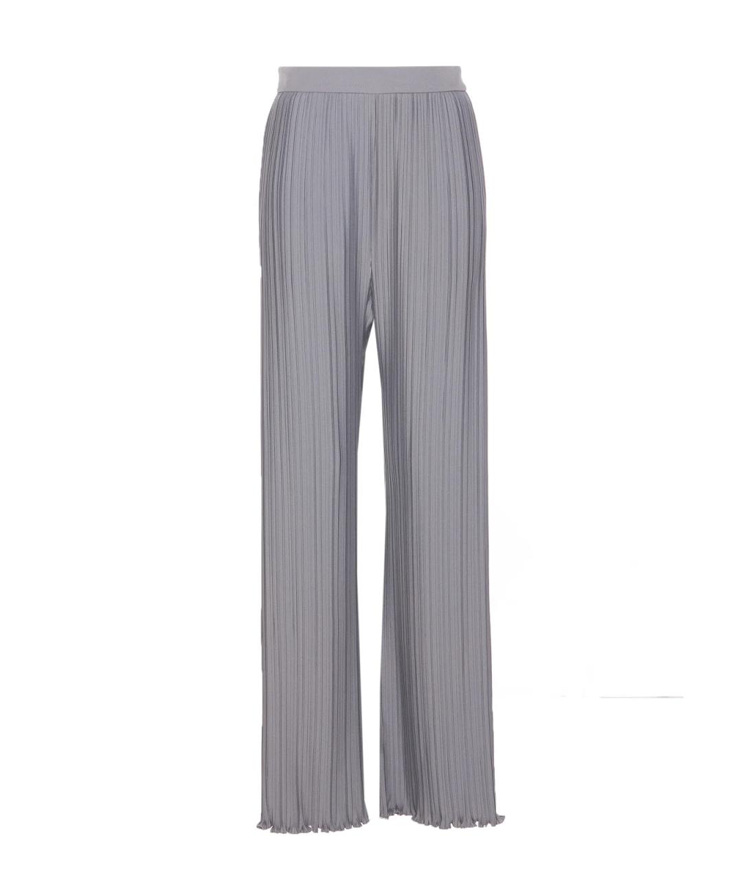 LANVIN Серые синтетические прямые брюки, фото 1