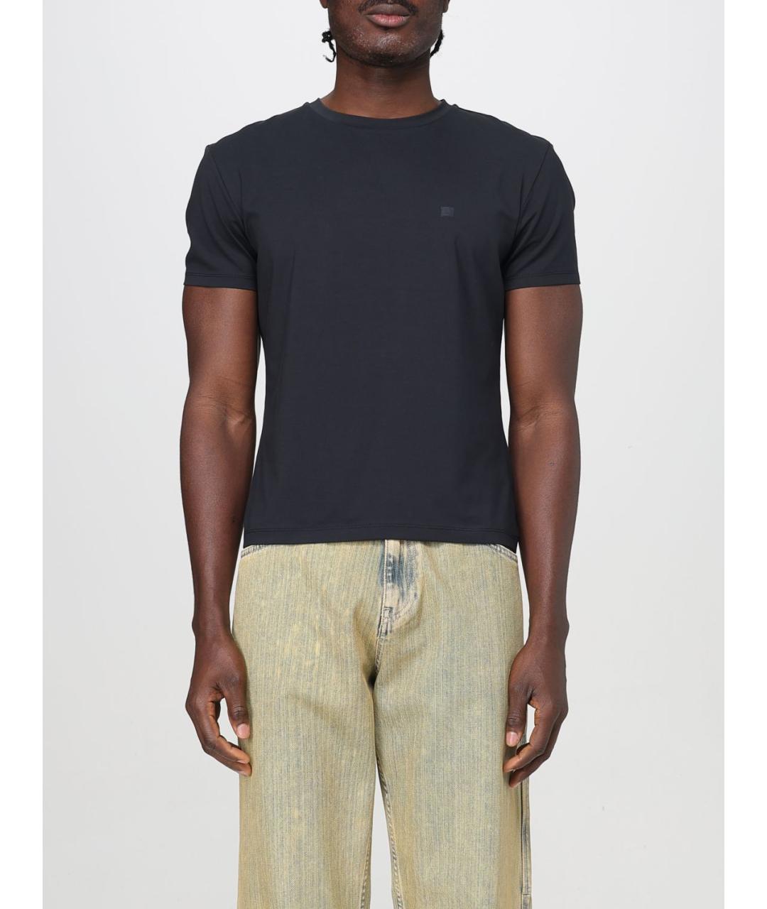 ACNE STUDIOS Черная хлопко-эластановая футболка, фото 2