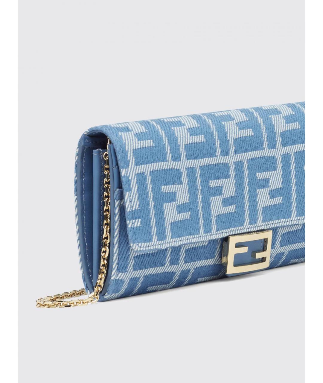 FENDI Голубая жаккардовая сумка через плечо, фото 4