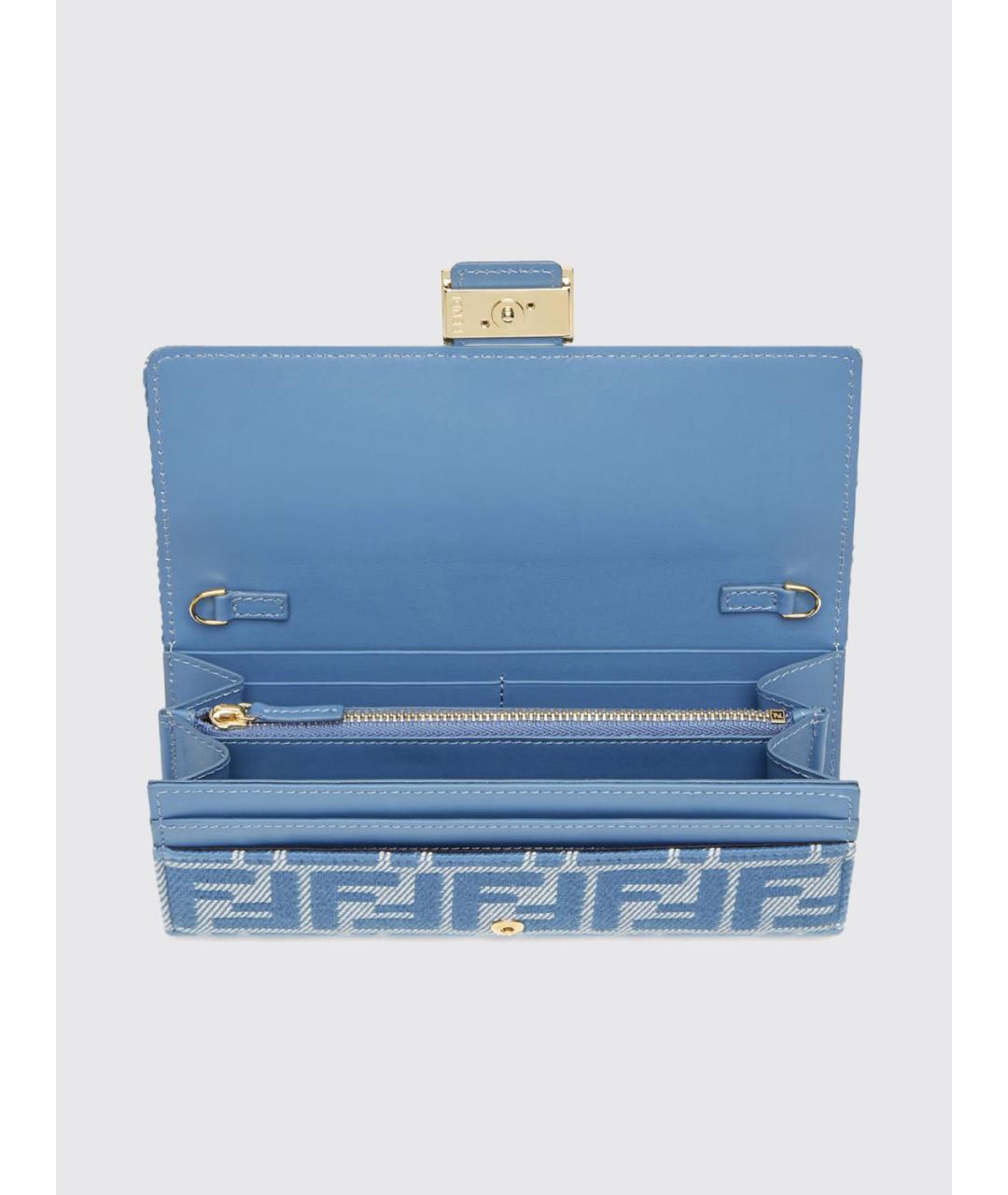 FENDI Голубая жаккардовая сумка через плечо, фото 5