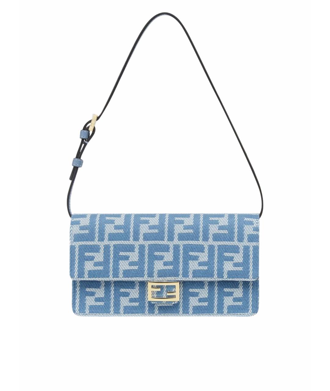 FENDI Голубая жаккардовая сумка через плечо, фото 1