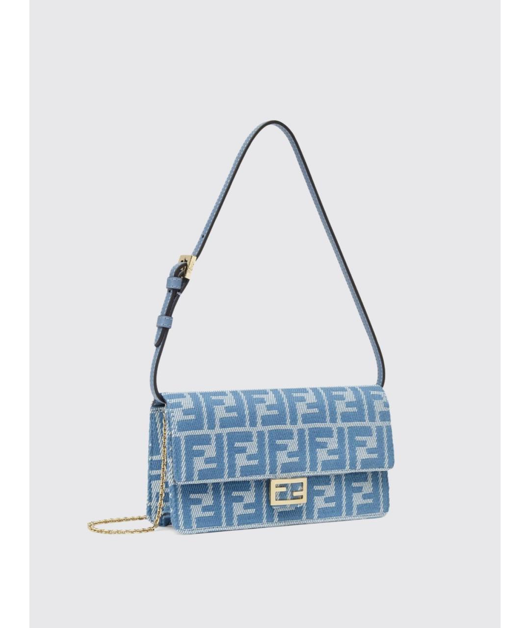FENDI Голубая жаккардовая сумка через плечо, фото 2
