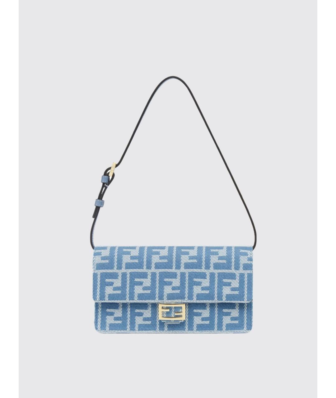 FENDI Голубая жаккардовая сумка через плечо, фото 6