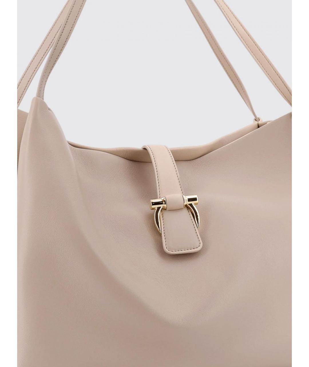 FERRAGAMO Бежевая кожаная сумка тоут, фото 3