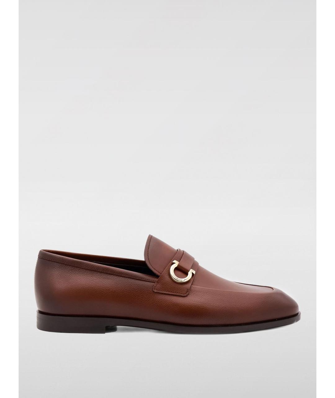 FERRAGAMO Коричневые кожаные лоферы, фото 5