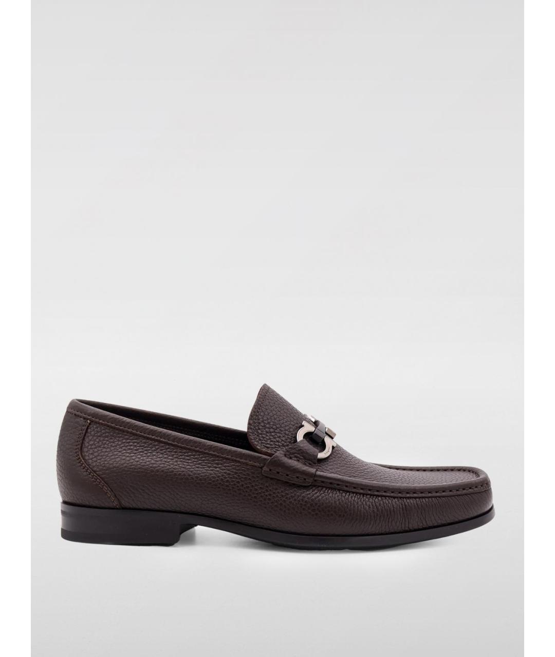 FERRAGAMO Коричневые кожаные лоферы, фото 5