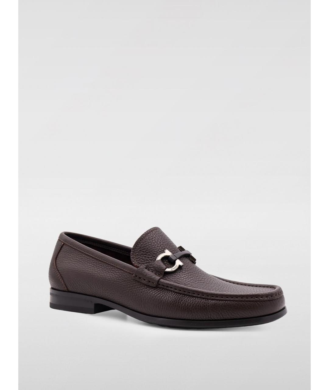 FERRAGAMO Коричневые кожаные лоферы, фото 2