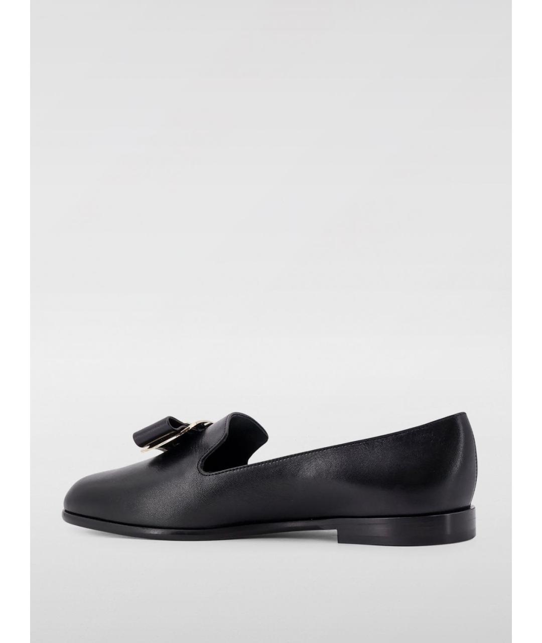 FERRAGAMO Черные кожаные лоферы, фото 3