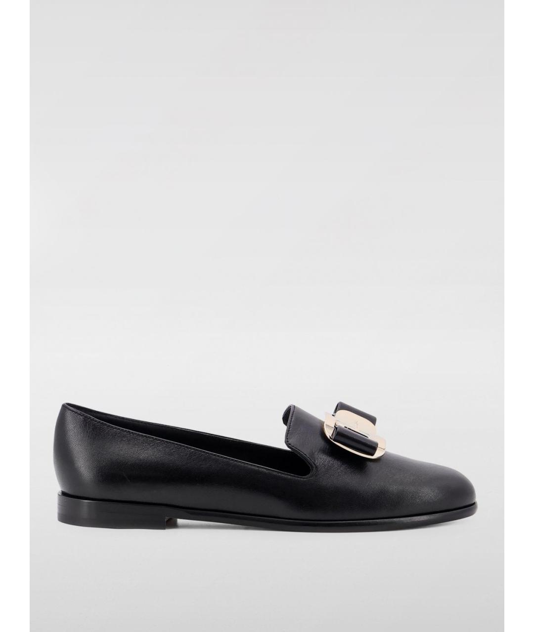 FERRAGAMO Черные кожаные лоферы, фото 4
