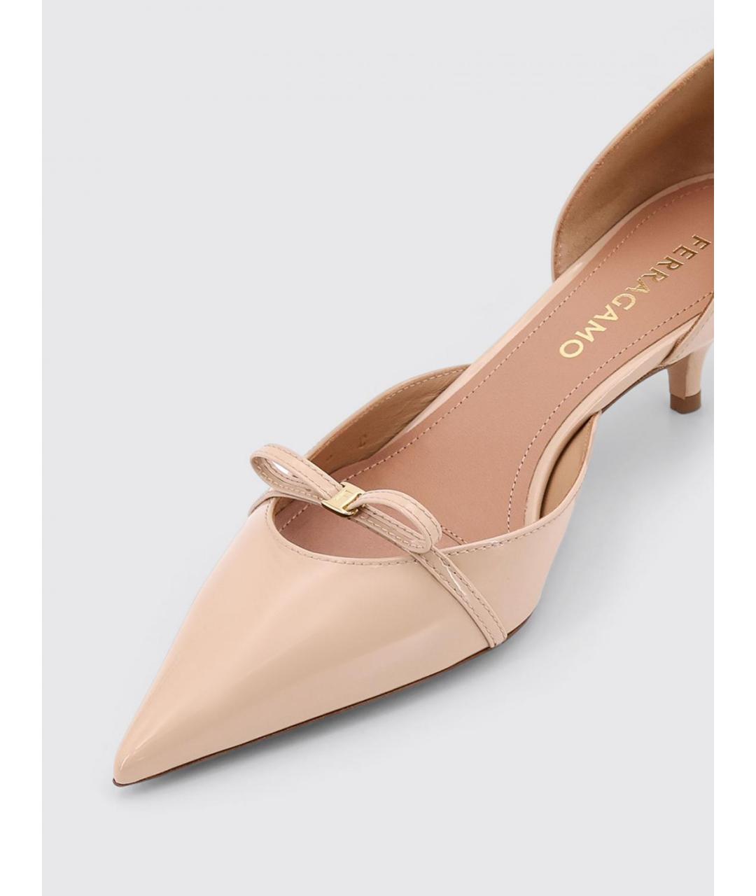 FERRAGAMO Бежевые кожаные туфли, фото 4