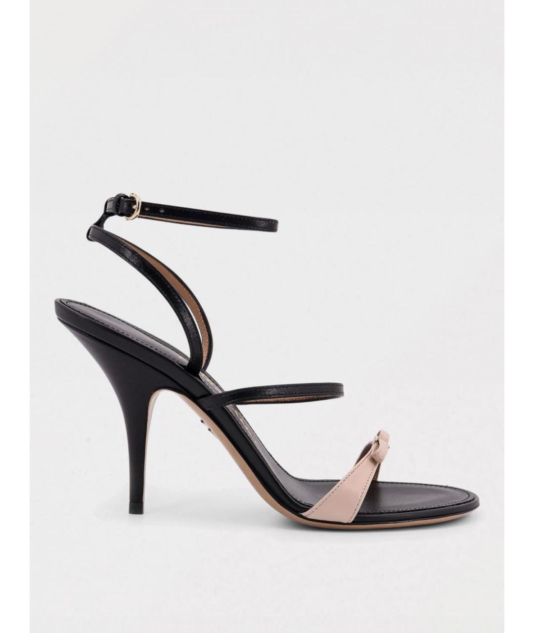 FERRAGAMO Черные кожаные босоножки, фото 4