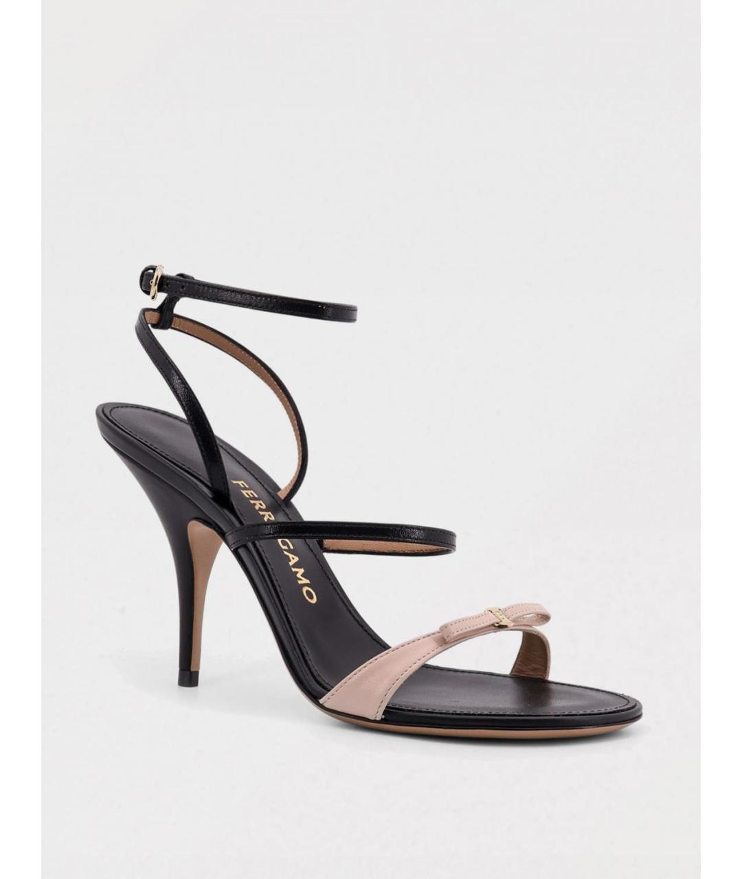 FERRAGAMO Черные кожаные босоножки, фото 2