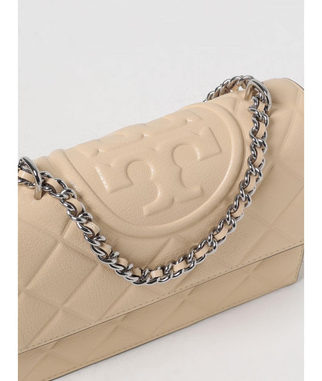 TORY BURCH Бежевая кожаная сумка через плечо, фото 3