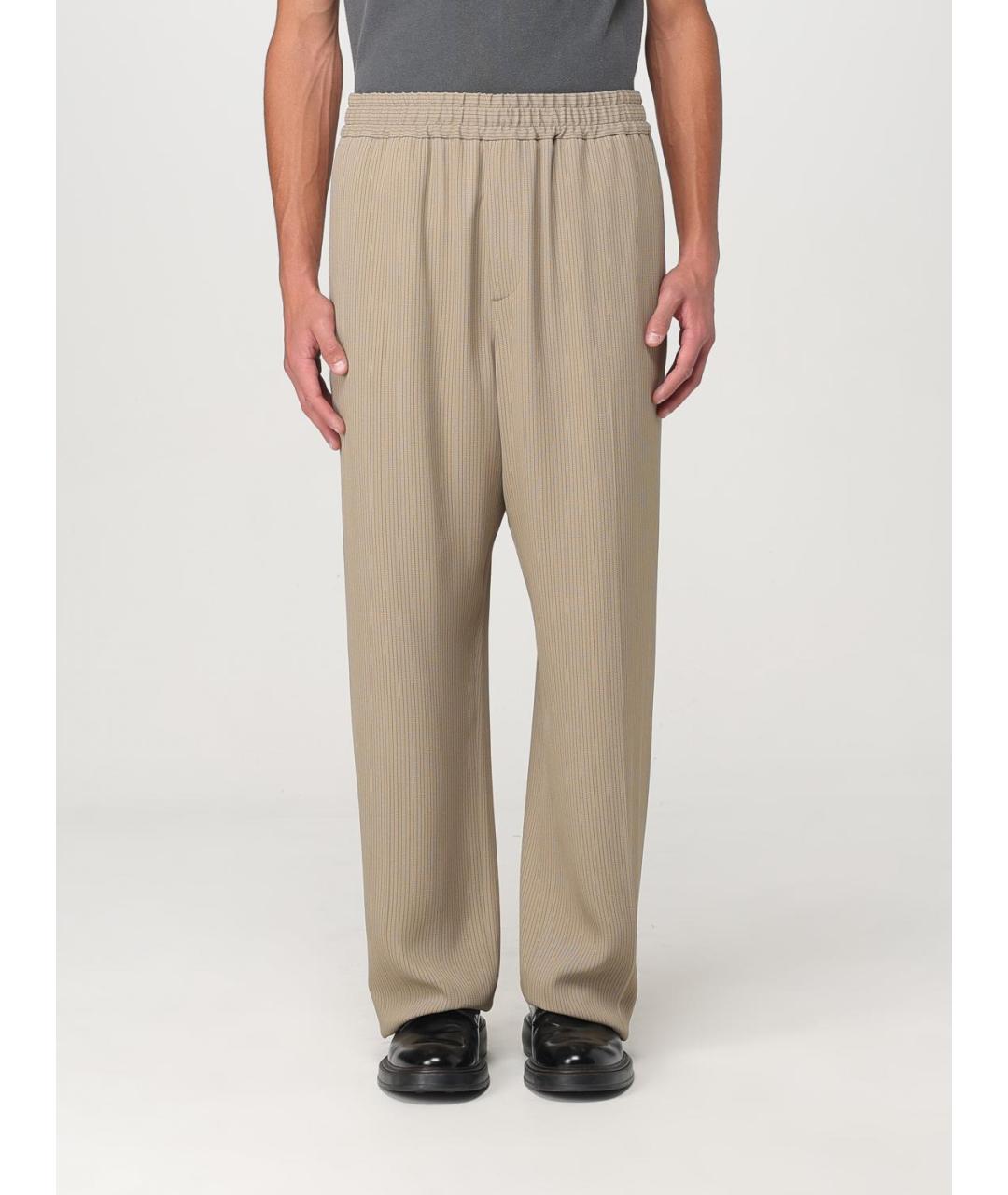 GOLDEN GOOSE DELUXE BRAND Бежевые вискозные повседневные брюки, фото 2