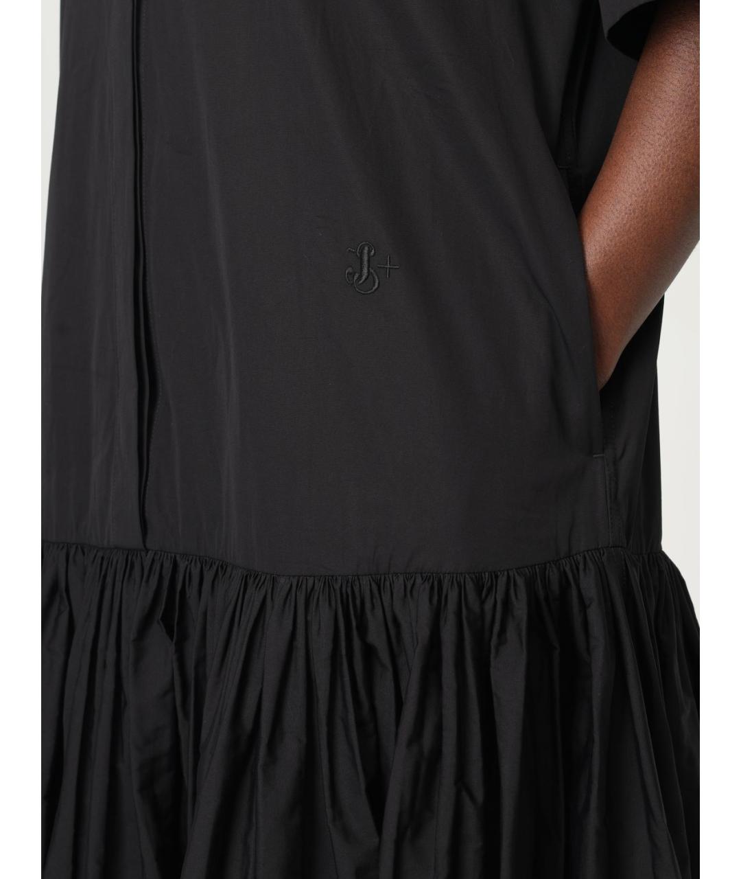 JIL SANDER Черное хлопковое повседневное платье, фото 4