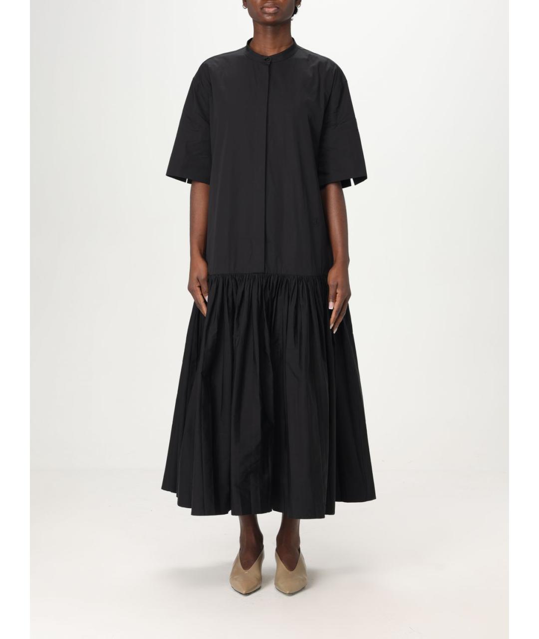 JIL SANDER Черное хлопковое повседневное платье, фото 5