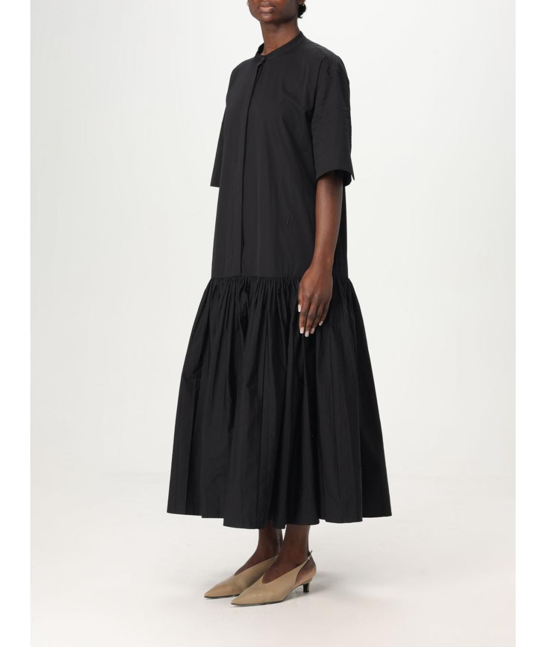 JIL SANDER Черное хлопковое повседневное платье, фото 3