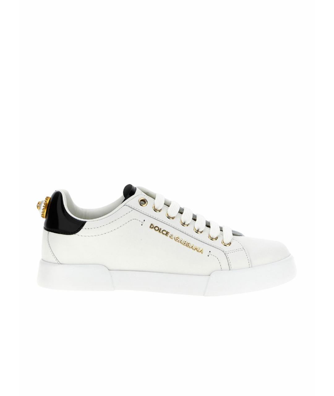 DOLCE&GABBANA Белые кожаные кеды, фото 1