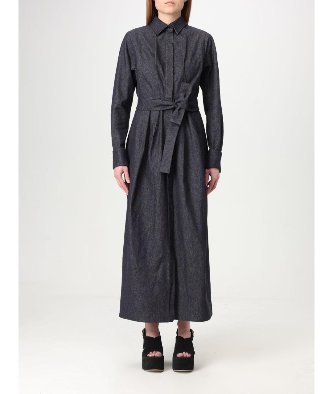 MAX MARA Синее хлопковое повседневное платье, фото 2