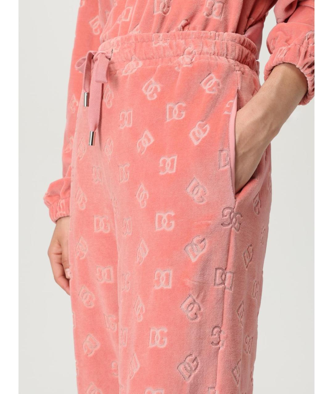 DOLCE&GABBANA Розовые хлопковые прямые брюки, фото 6