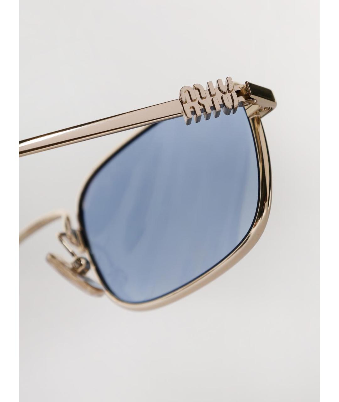 MIU MIU Золотые металлические солнцезащитные очки, фото 5
