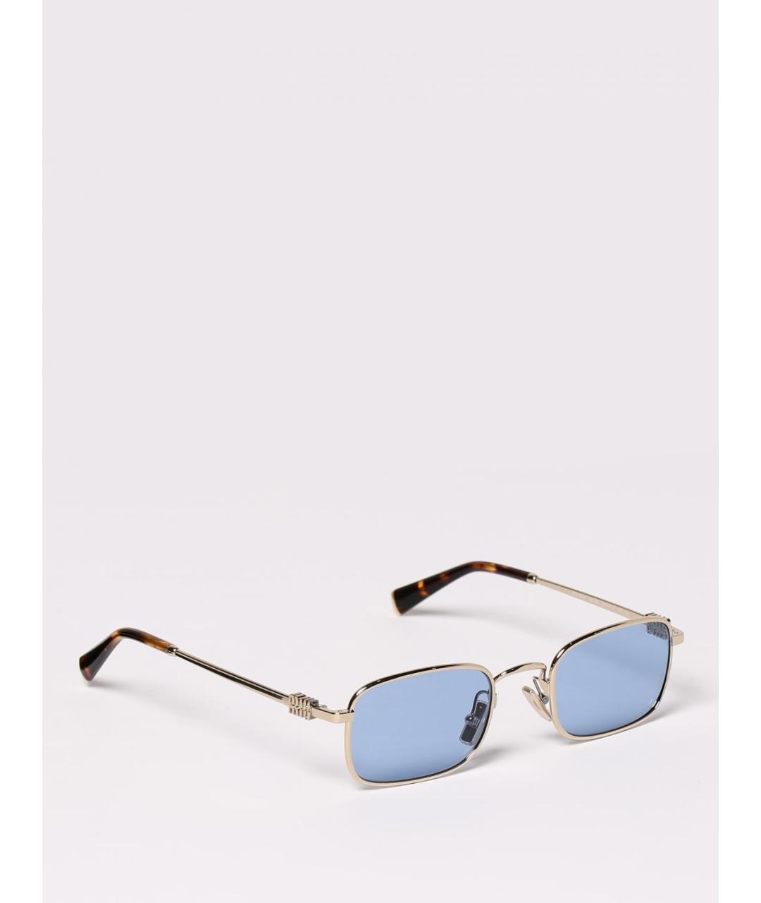 MIU MIU Золотые металлические солнцезащитные очки, фото 6