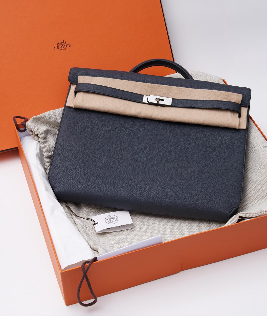 HERMES Серый кожаный портфель, фото 7