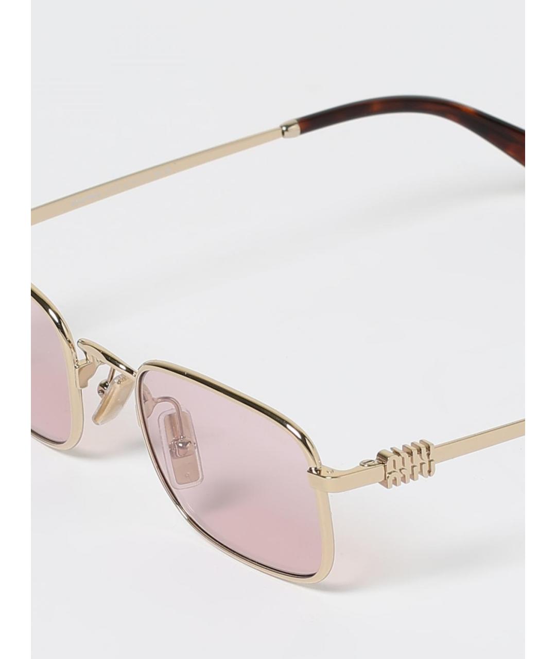 MIU MIU Золотые металлические солнцезащитные очки, фото 5