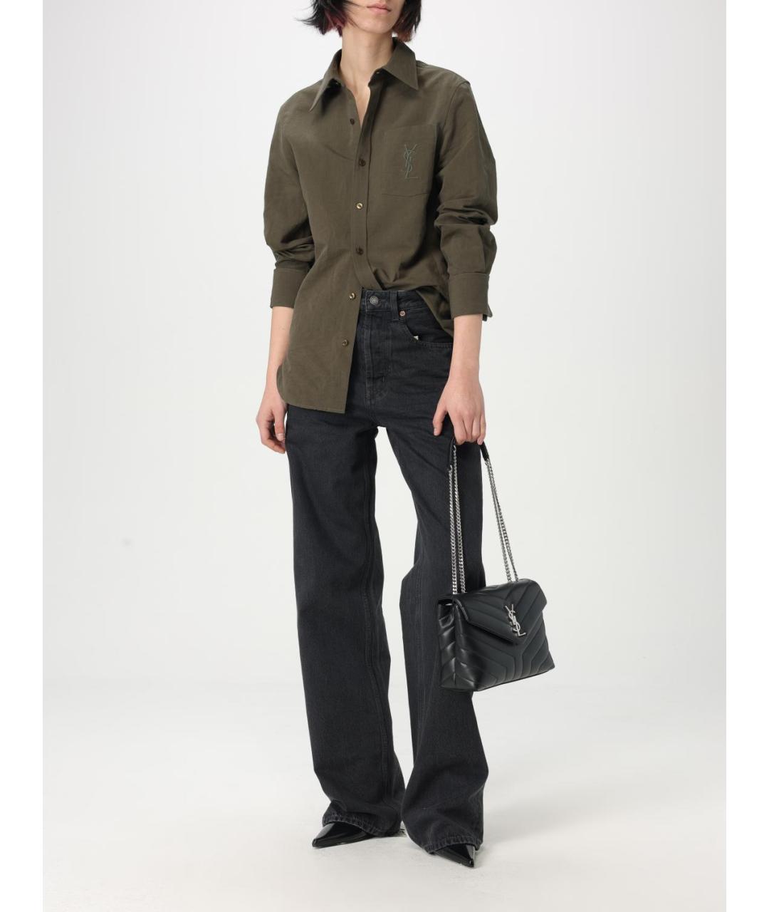SAINT LAURENT Черные хлопковые прямые джинсы, фото 3