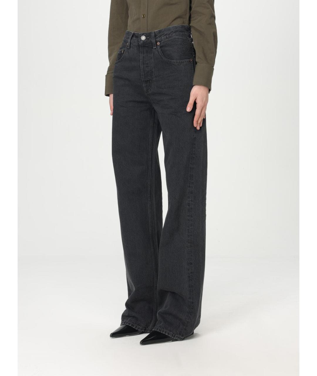 SAINT LAURENT Черные хлопковые прямые джинсы, фото 5