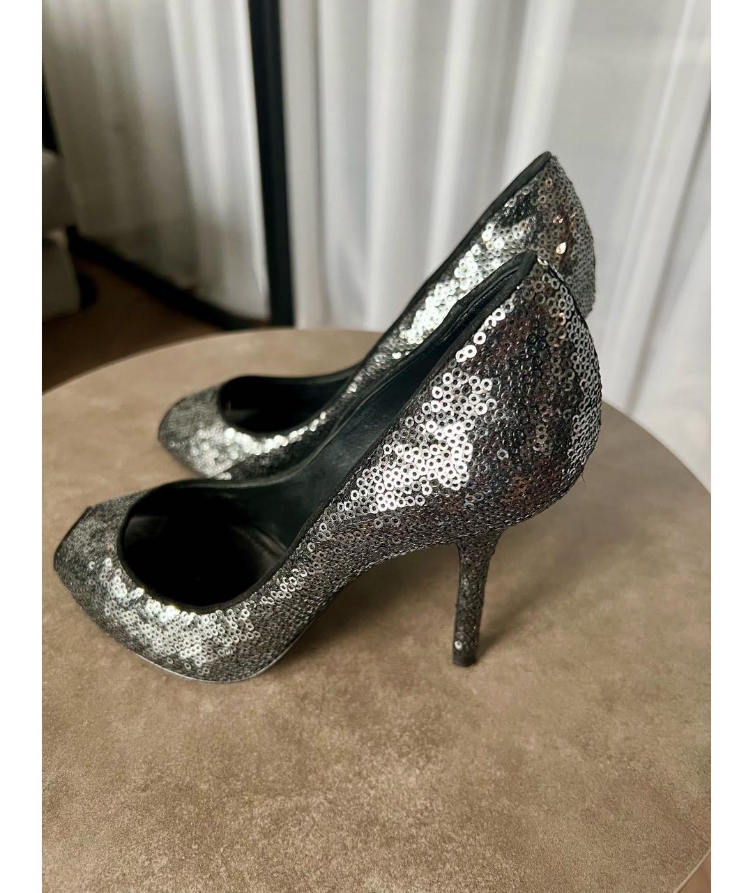 DOLCE&GABBANA Серебряные текстильные туфли, фото 3