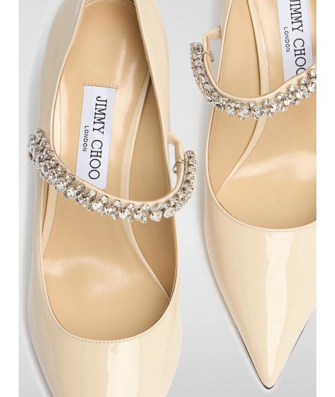 JIMMY CHOO Бежевые туфли из лакированной кожи, фото 4